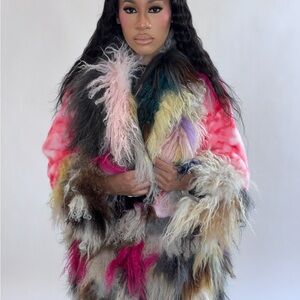 Colorful Faux Fur Coat